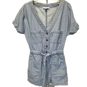 American Eagle Outfitters Blue & White Striped Romper Womens Size XS 100% Cotton